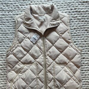 NWT J. Crew Quilted Puffer Vest white beige cream M medium